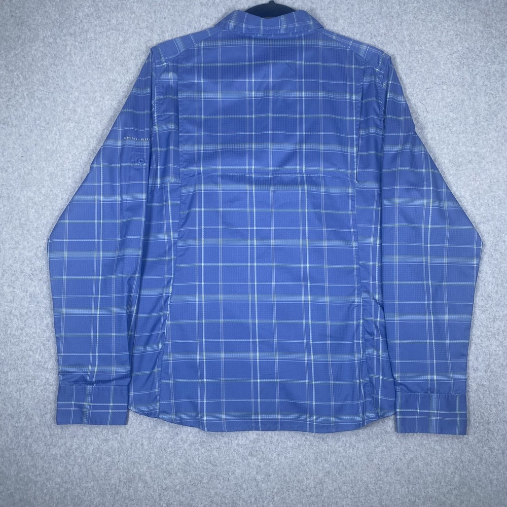 Columbia Button Down Shirt Womens Large Blue Plaid Omni-Shade Long Sleeve Hiking - Picture 6 of 15